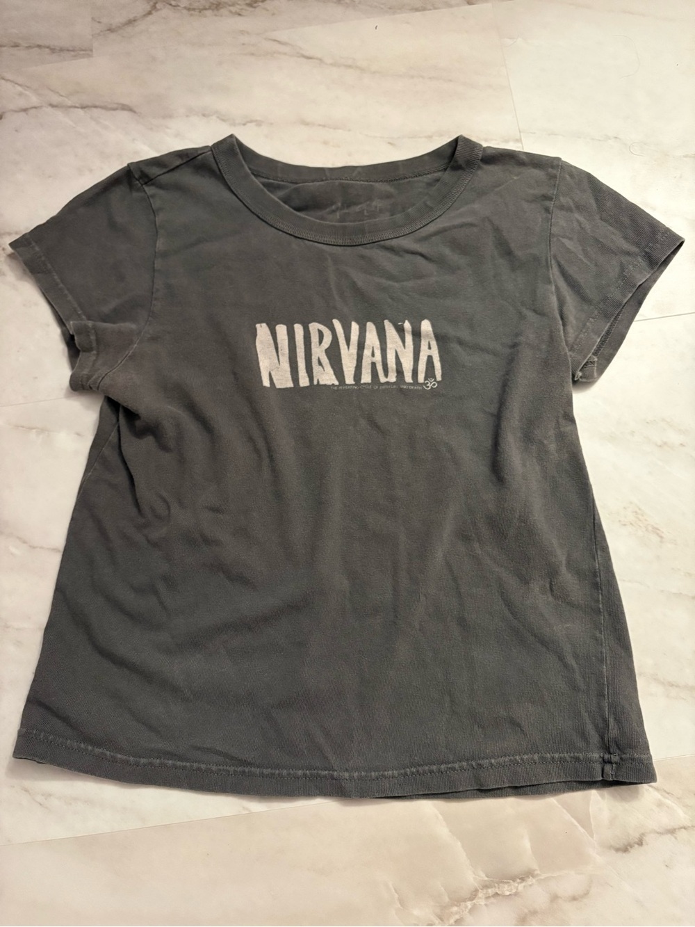 Brandy Melville Nirvana Gray Baby Tee- small